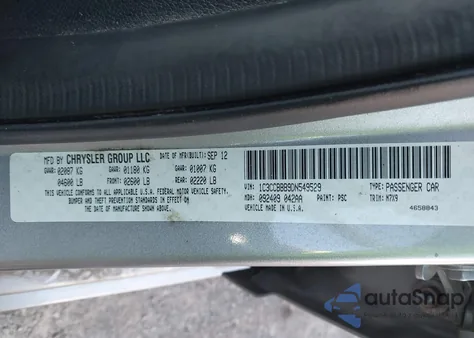 2013 Chrysler 200 Touring z USA, uszkodzony, nr VIN 1C3CCBBB9DN549529